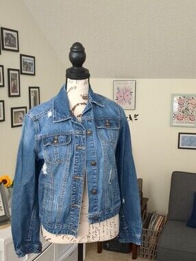 Red Camel Blue Denim Jean Jacket - Classic Button-Front